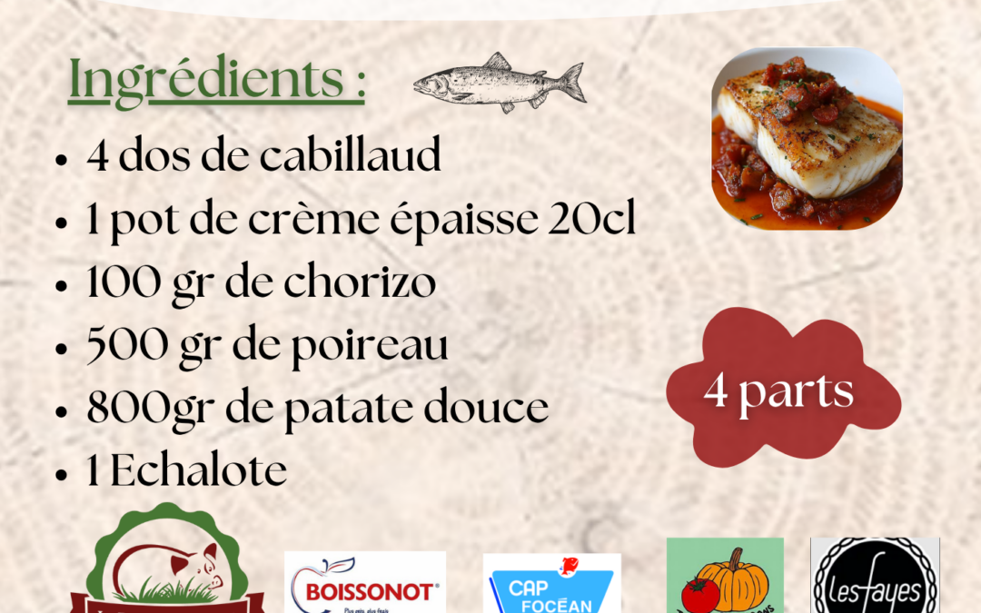 BDC BOX DOS DE CABILLAUD AU CHORIZO FONDUE DE POIREAU ET PATATES DOUCES