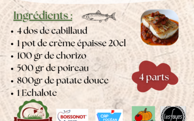 BDC BOX DOS DE CABILLAUD AU CHORIZO FONDUE DE POIREAU ET PATATES DOUCES
